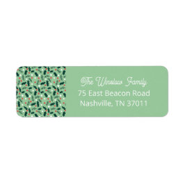 Merry Holly Days Return Address Label (Green) Returadress Etikett
