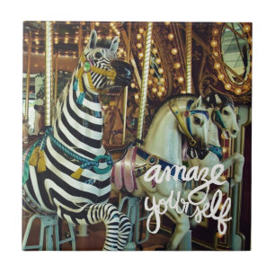 Merry Horse och Zebra Amaze Kakelplatta