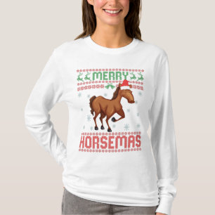 Merry Horsemas Funny Ugly jul Sweater Horse T Shirt