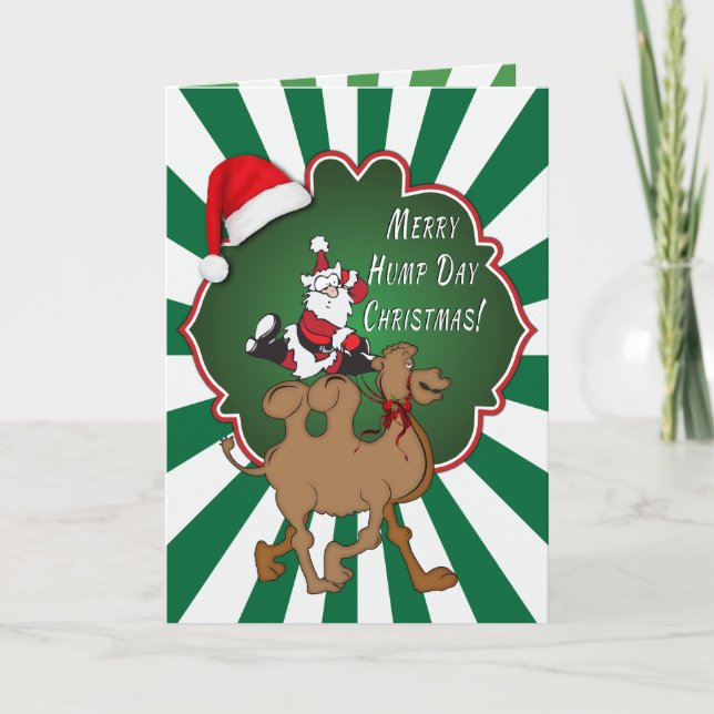 Merry Hump Day jul Camel Grönt Starburst Helgkort (Framsida)