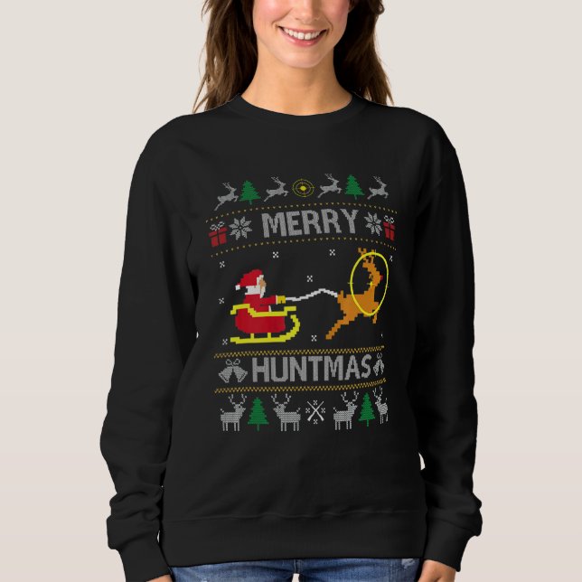 Merry Huntmas Santa Hunter Hjort Jul T Shirt (Framsida)