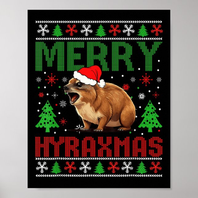 Merry Hyraxmas Vintage Hyrax Ugly jul Sweate Poster (Framsidan)