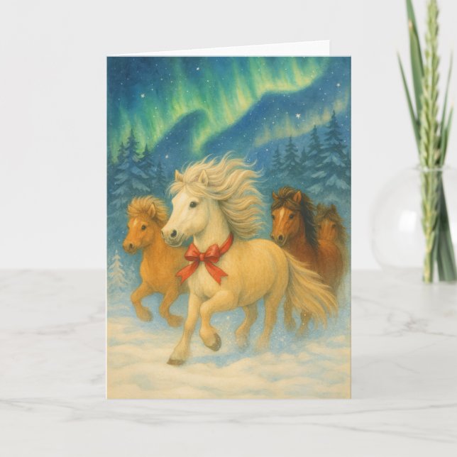 Merry Icelandic Horses - Holiday Card Helgkort (Framsida)