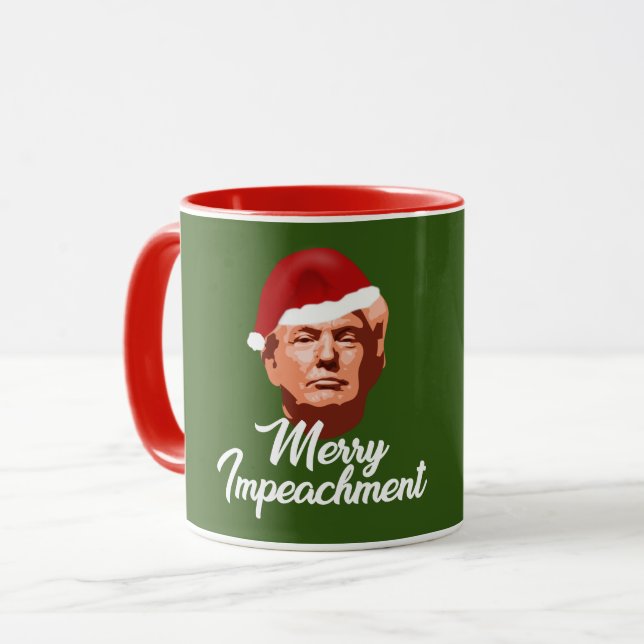 MERRY IMPEACHMENT TRUMP SANTA HAT GIFT MUGG (Framsida vänster)