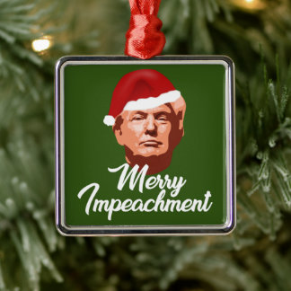 MERRY IMPEACHMENT TRUMP SANTA HAT JULGRANSPRYDNAD METALL