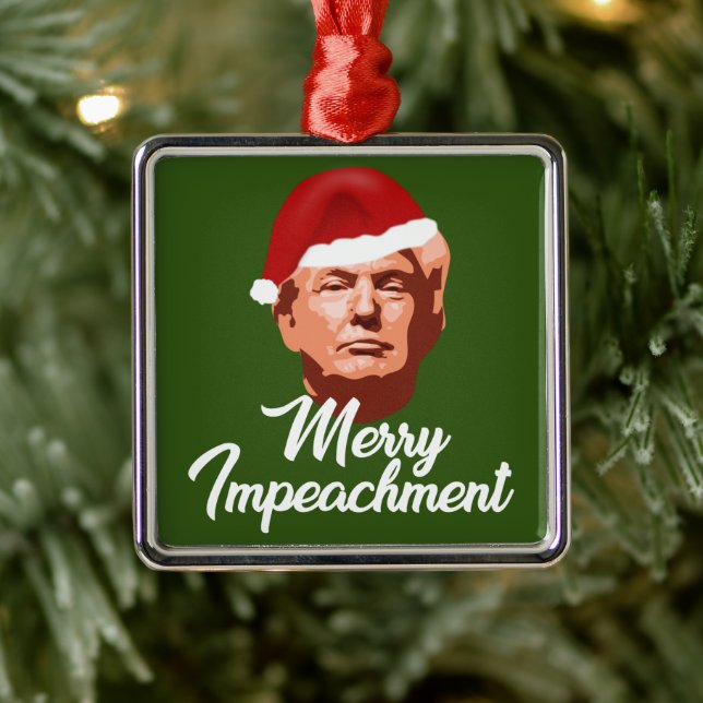 MERRY IMPEACHMENT TRUMP SANTA HAT JULGRANSPRYDNAD METALL (Träd)