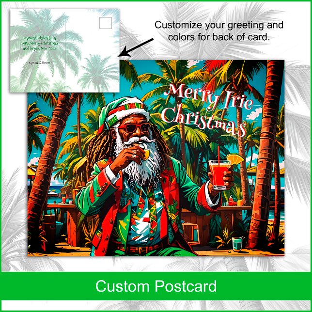 Merry Irie Reggae Santa Helgdag julvykort Helg Vykort (Click the button to Edit using the Design Tool to explore all the options you have for customizing.)