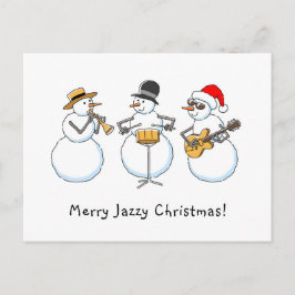 Merry Jazzy jul samt Snögubbe Jazzband Vykort