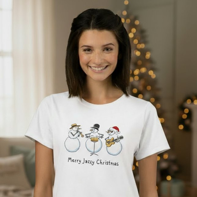 Merry Jazzy jul-Snögubbar Jazz Women T Shirt (Skapare uppladdad)