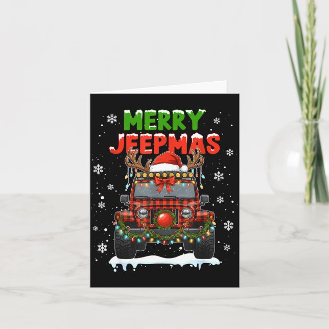 Merry Jeepmas Ugly Light Reindeer Christmas Funny  Kort (Framsida)