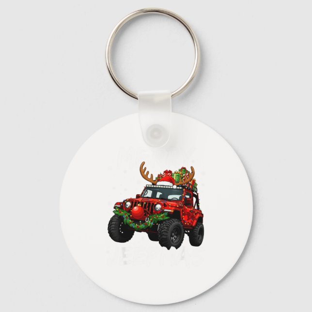 Merry Jeepmas Ugly Light Reindeer Christmas Funny  Nyckelring (Framsida)