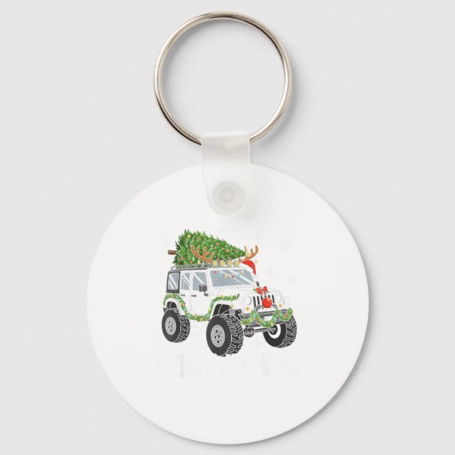 Merry Jeepmas Ugly Light Reindeer Christmas Funny  Nyckelring (Framsida)