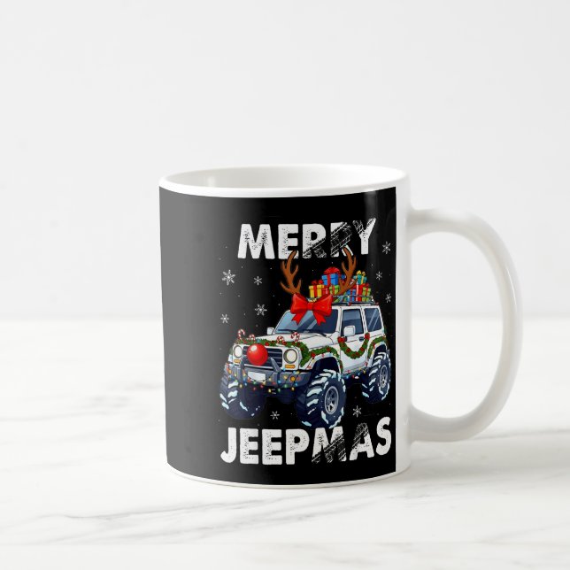 Merry Jeepmas Ugly Light Reindeer Christmas  Kaffemugg (Höger)