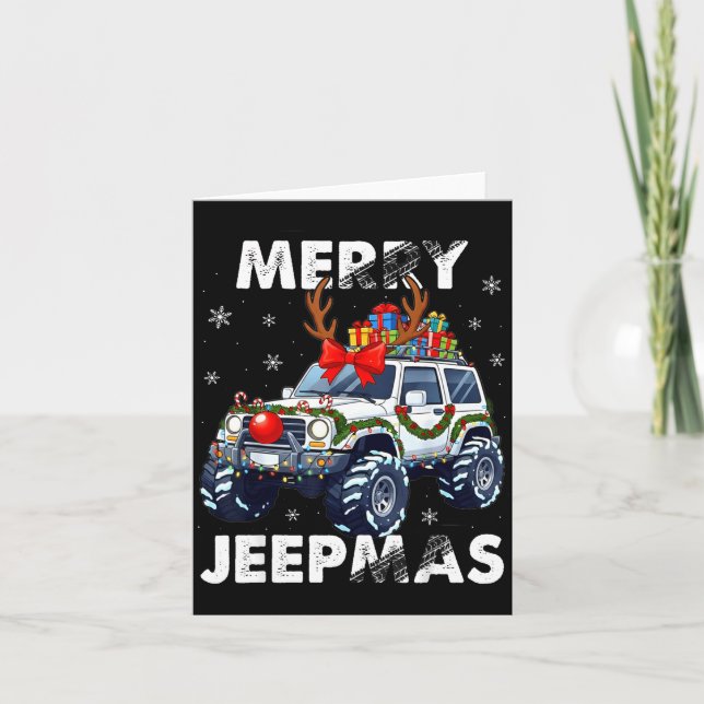 Merry Jeepmas Ugly Light Reindeer Christmas  Kort (Framsida)