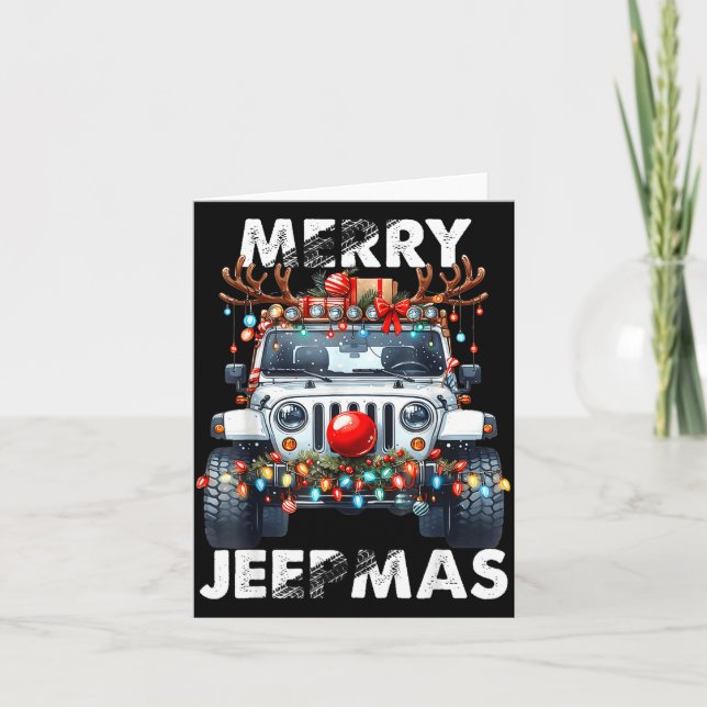 Merry Jeepmas Ugly Light Reindeer Christmas  Kort (Framsida)