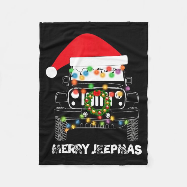 Merry Jeepmas Ugly Light Reindeer Christmas Long S Fleecefilt (Framsidan)