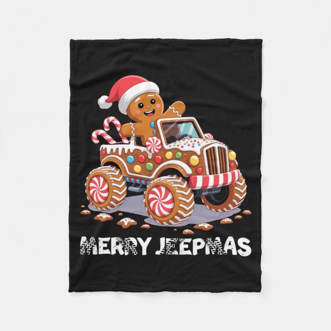 Merry Jeepmas Ugly Light Reindeer Christmas Long S Fleecefilt (Framsidan)