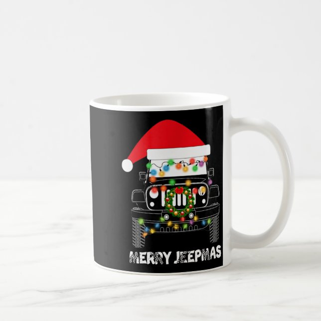 Merry Jeepmas Ugly Light Reindeer Christmas Long S Kaffemugg (Höger)