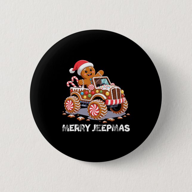 Merry Jeepmas Ugly Light Reindeer Christmas Long S Knapp (Framsida)
