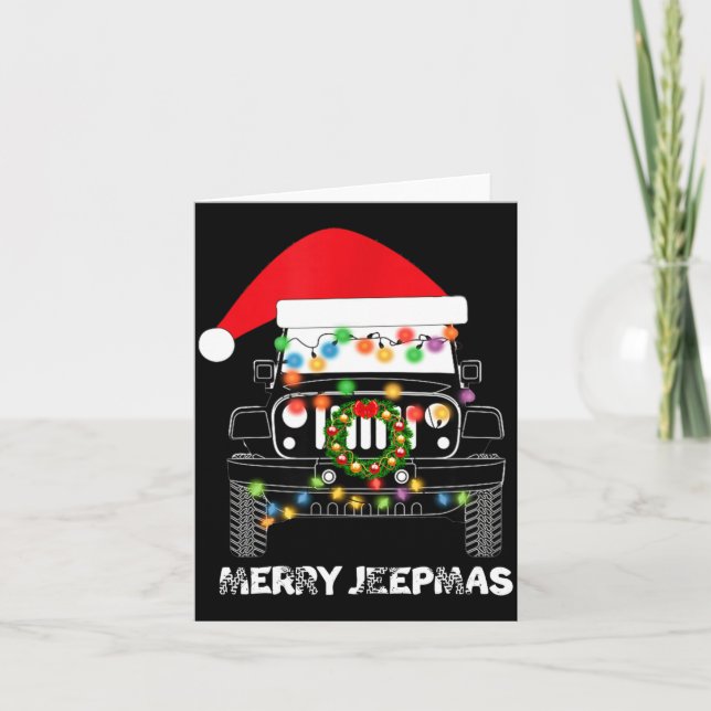 Merry Jeepmas Ugly Light Reindeer Christmas Long S Kort (Framsida)