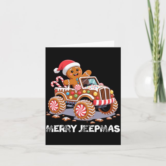 Merry Jeepmas Ugly Light Reindeer Christmas Long S Kort (Framsida)
