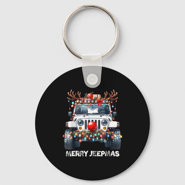 Merry Jeepmas Ugly Light Reindeer Christmas  Nyckelring (Framsida)
