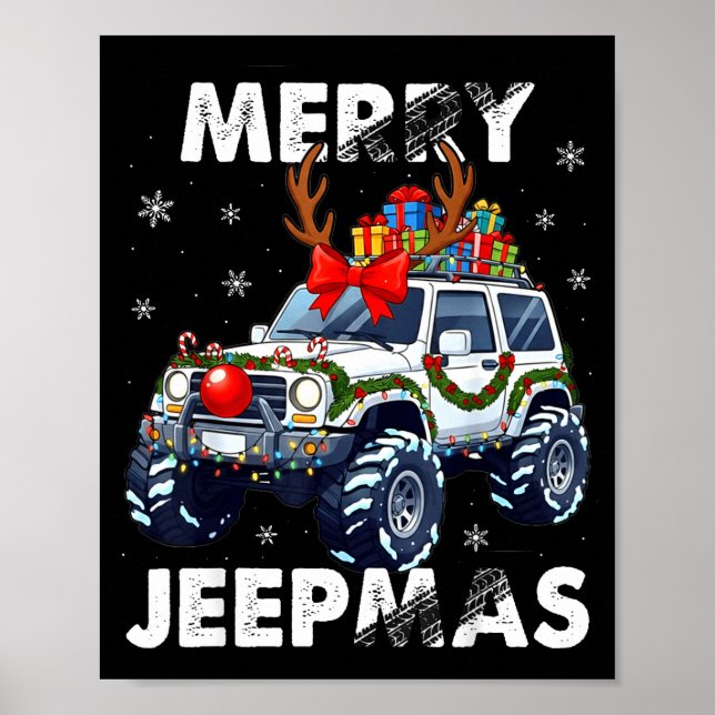 Merry Jeepmas Ugly Light Reindeer Christmas  Poster (Framsidan)