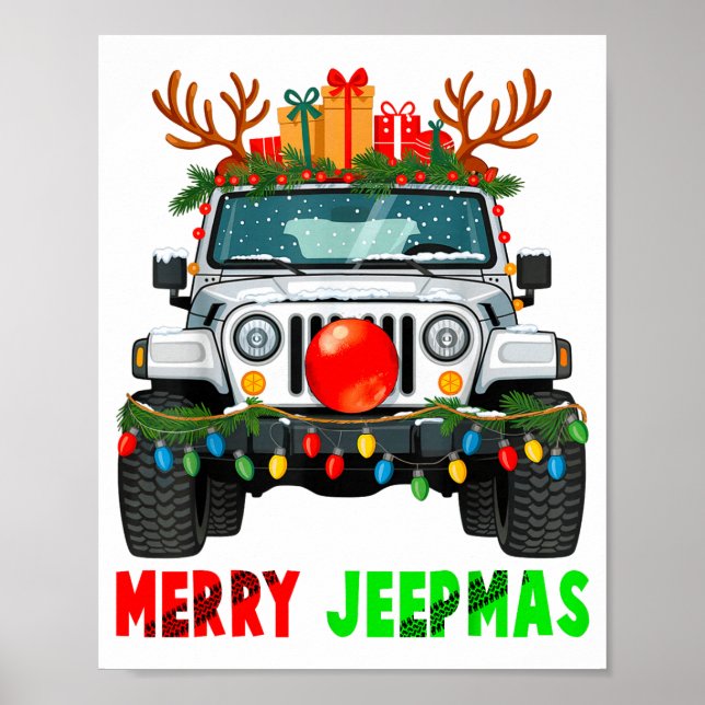 Merry Jeepmas Ugly Light Reindeer Christmas  Poster (Framsidan)