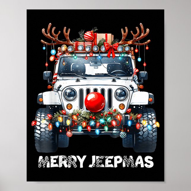 Merry Jeepmas Ugly Light Reindeer Christmas  Poster (Framsidan)