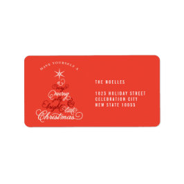 Merry Jolly och Bright Little Julgran Cute Adressetikett