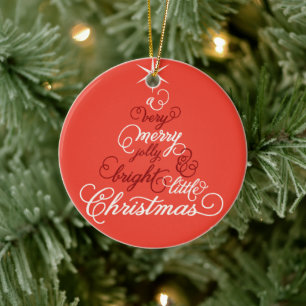 Merry Jolly och Bright Little Julgran Photo Julgransprydnad Keramik