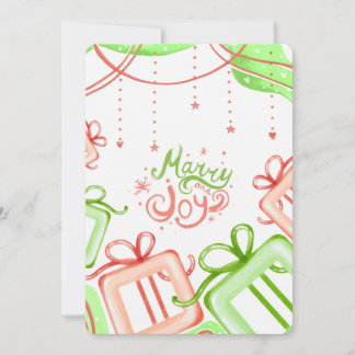 Merry Joy Christmas Greetings with Gifts Design Julkort