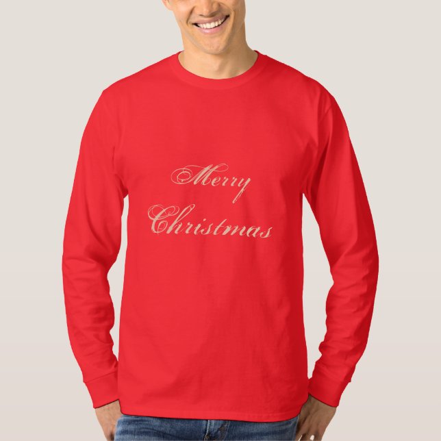 Merry-jul Red Helgdag Långärmad T-Shirt (Framsida)
