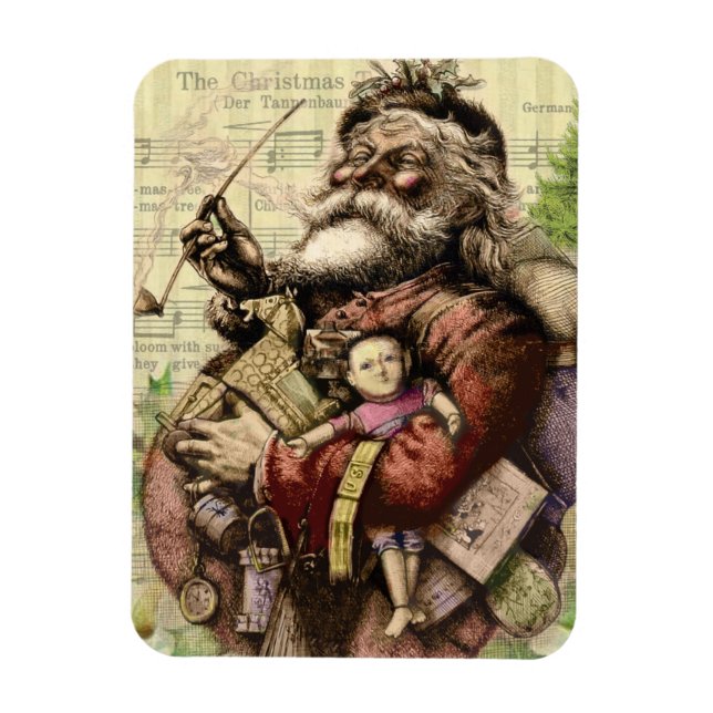 Merry Jultomten och Julgran Magnet (Vertikal)