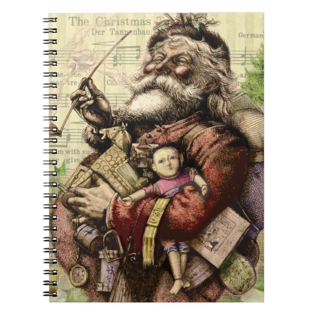 Merry Jultomten Träd Classic Illustration Anteckningsbok (Framsidan)