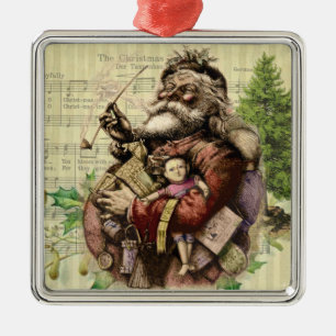 Merry Jultomten Träd Classic Illustration Julgransprydnad Metall