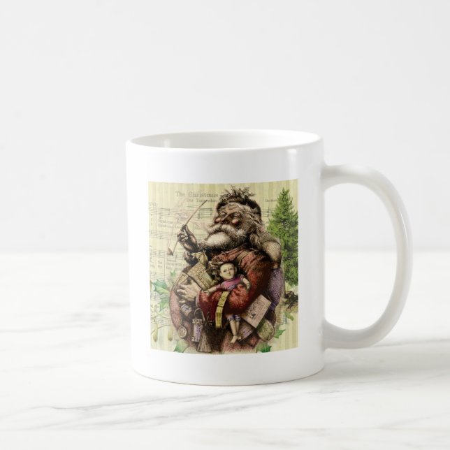 Merry Jultomten Träd Classic Illustration Kaffemugg (Höger)