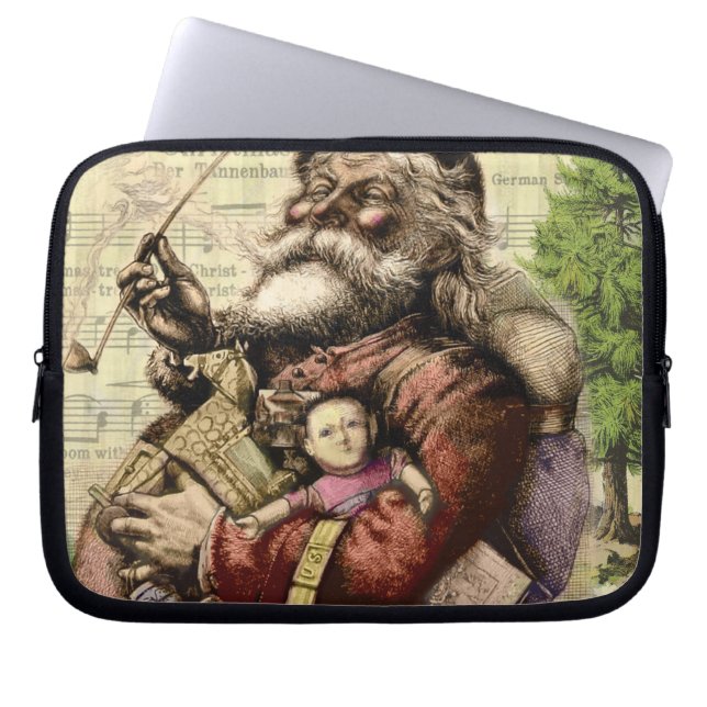 Merry Jultomten Träd Classic Illustration Laptop Sleeve (Framsidan)