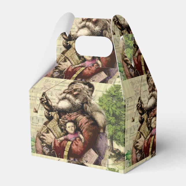 Merry Jultomten Träd Classic Illustration Presentaskar (Framsidan Sidan)