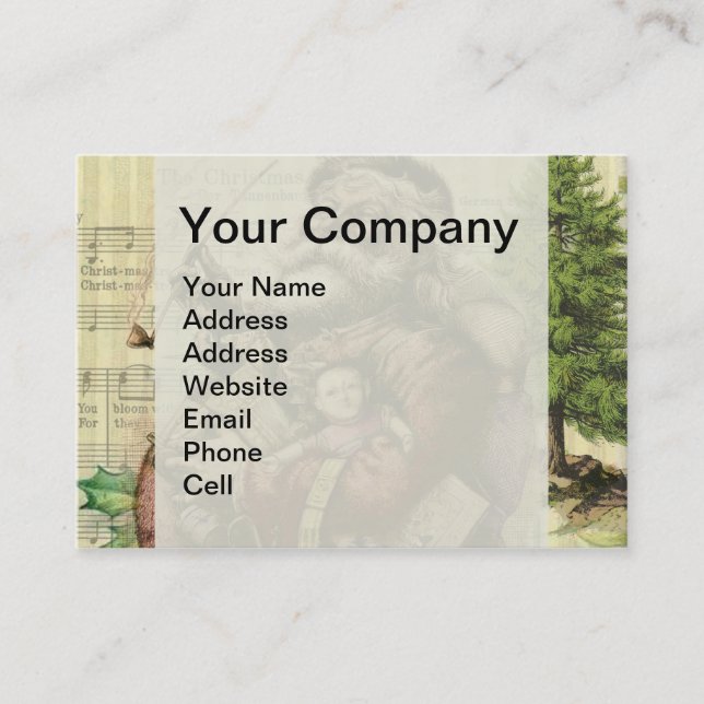 Merry Jultomten Träd Classic Illustration Visitkort (Framsida)