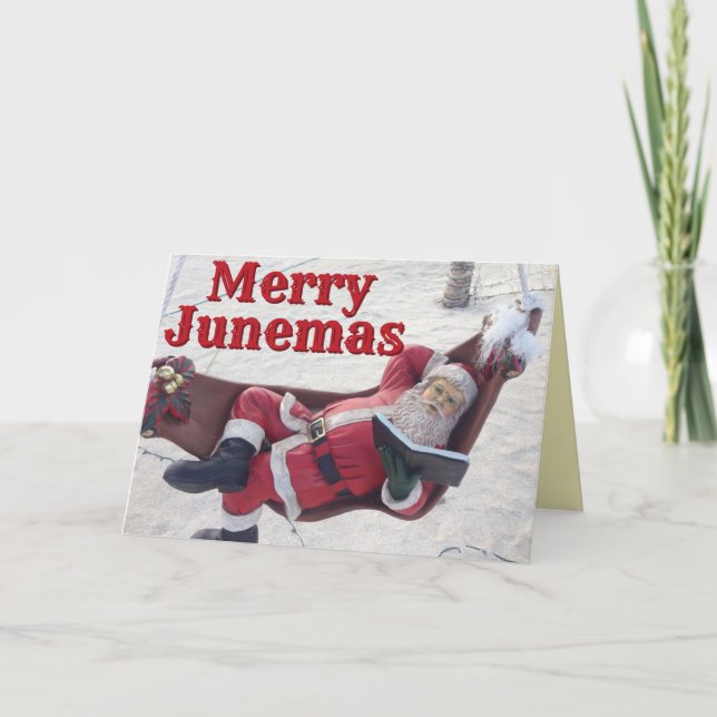 Merry Junemas Santa Card Kort (Framsida)