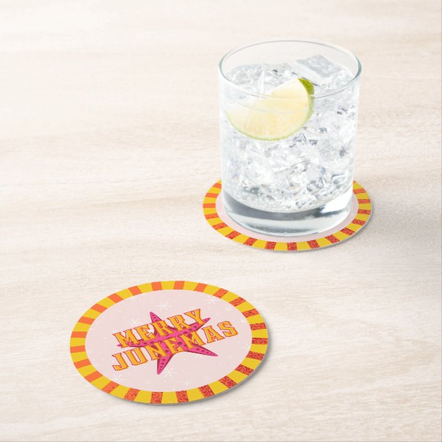 Merry Junemas Tropical jul Underlägg Papper Rund (Insitu)