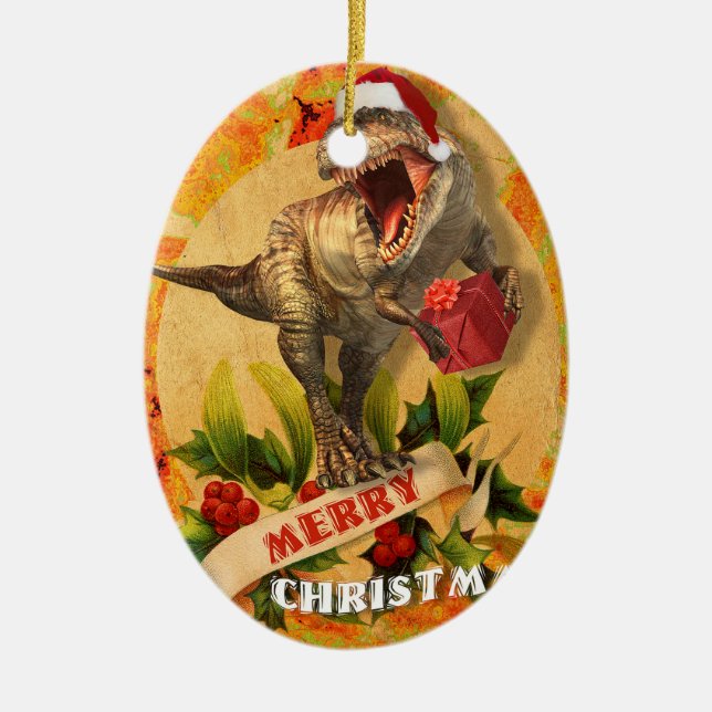 Merry Jurassic Christmas (I) Julgransprydnad Keramik (Framsidan)