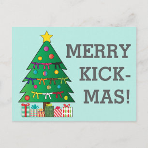 Merry Kick-mas Martial Arts Bälte Julgran Vykort