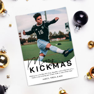 Merry Kickmas-fotbollsfotopulen Julkort