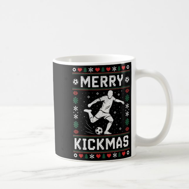 Merry Kickmas Funny Christmas Soccer Xmas  Kaffemugg (Höger)