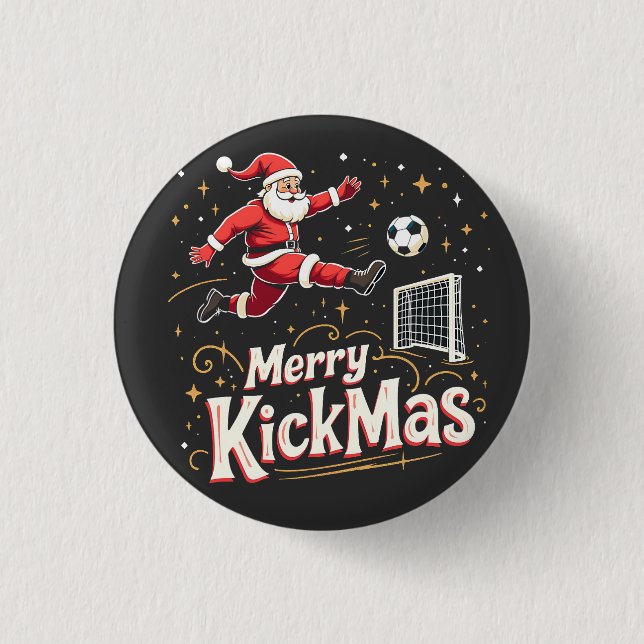 Merry Kickmas Funny Jultomten Ocer Älskare Knapp (Framsida)