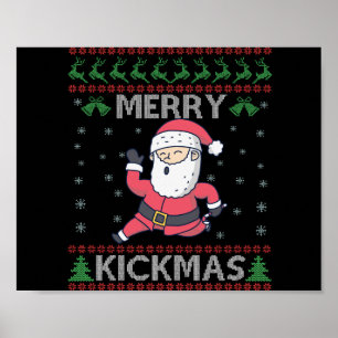 Merry Kickmas Funny Karate julfamilj Poster