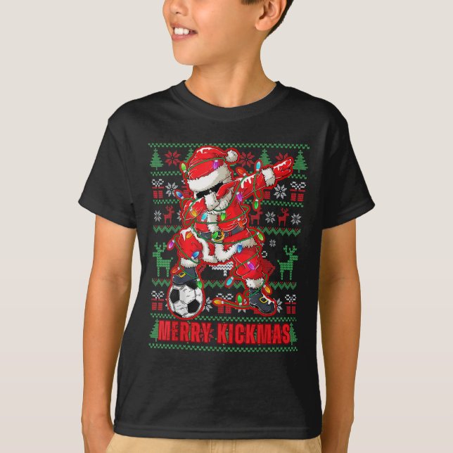 Merry Kickmas jul - fotbollsspelare Ball Ugly Yout T Shirt (Framsida)