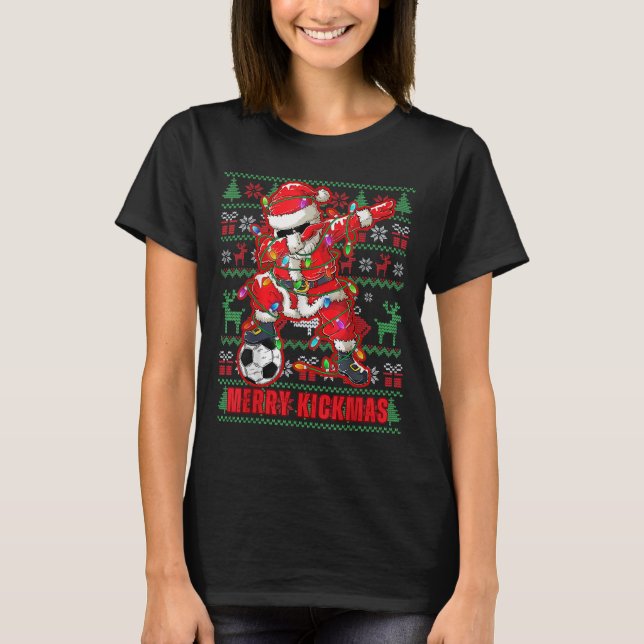 Merry Kickmas jul - fotbollsspelare Ball Ugly Yout T Shirt (Framsida)